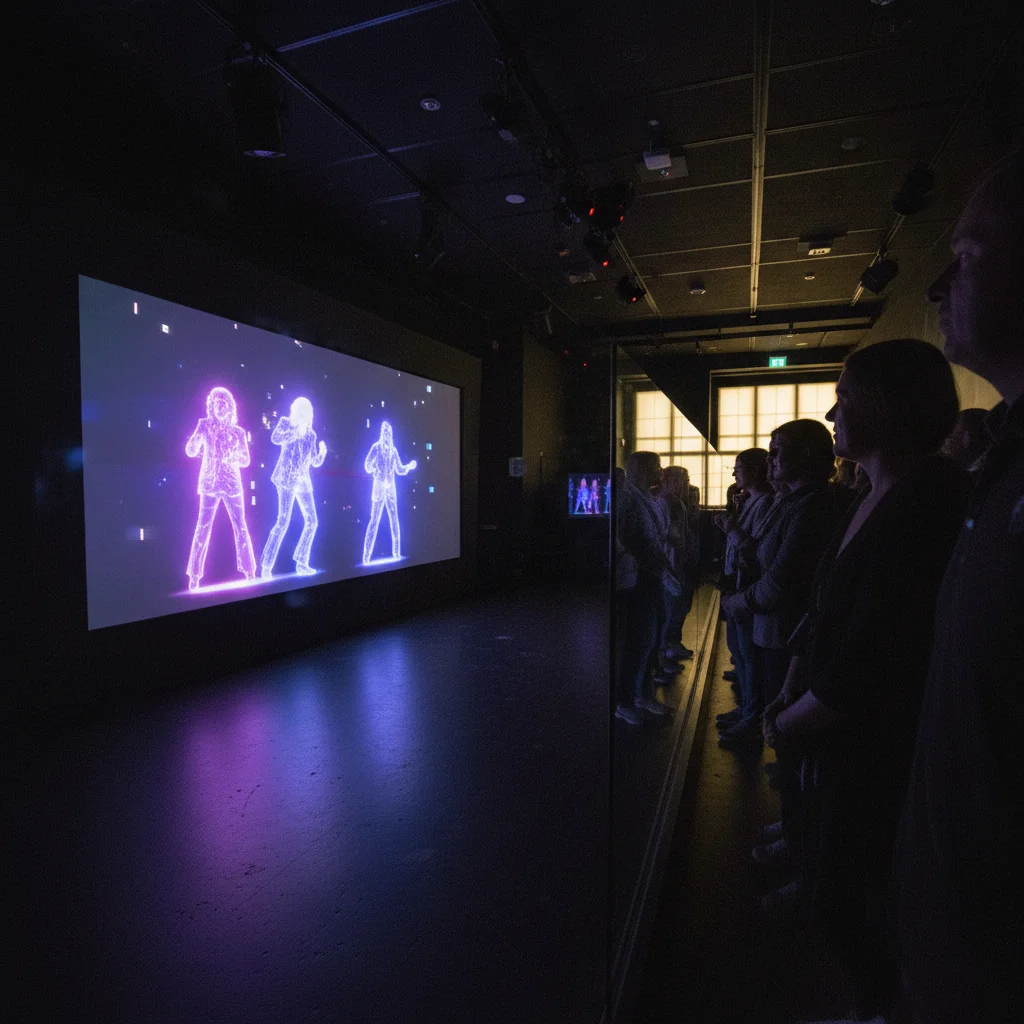 Hologramm-Projektion der vier ABBA-Mitglieder auf der Bühne