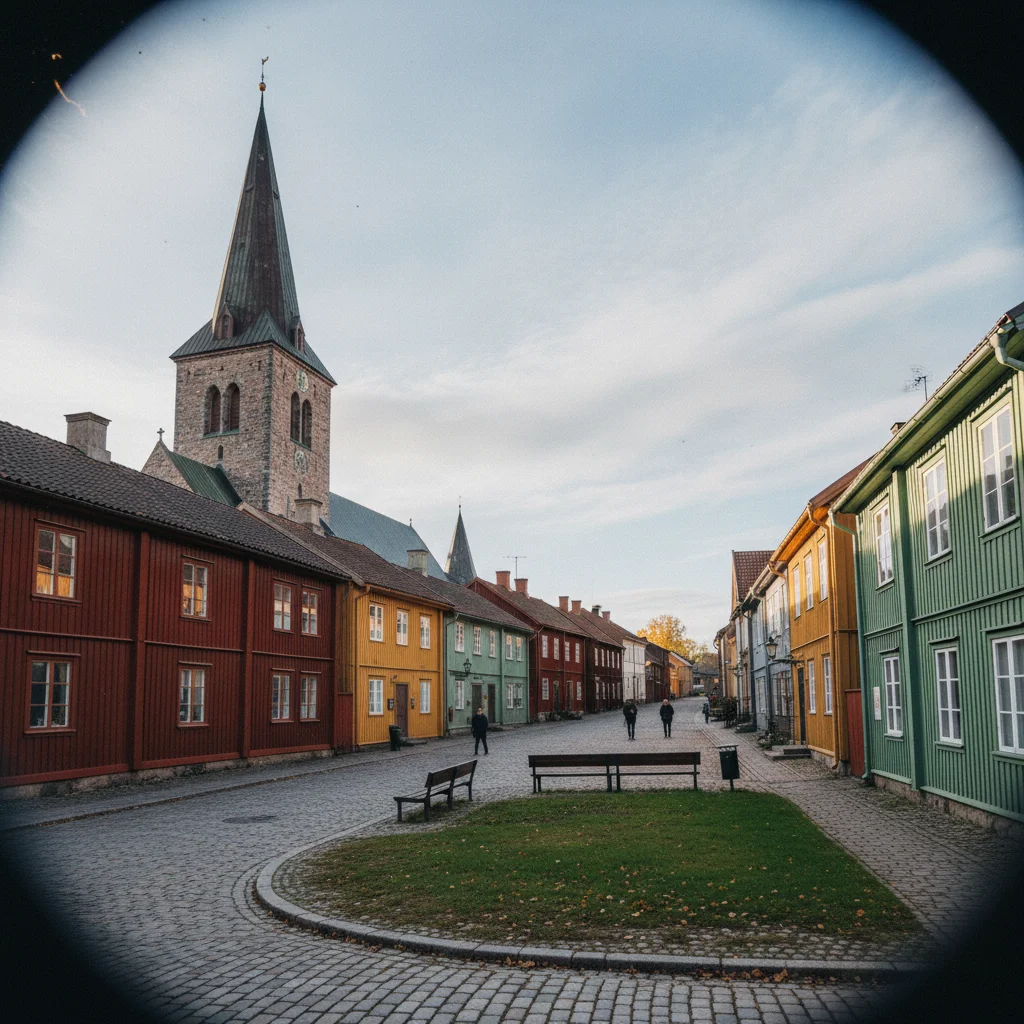Härnösand am Ångermanälven mit Domkirche, Hafen und bunten Holzhäusern