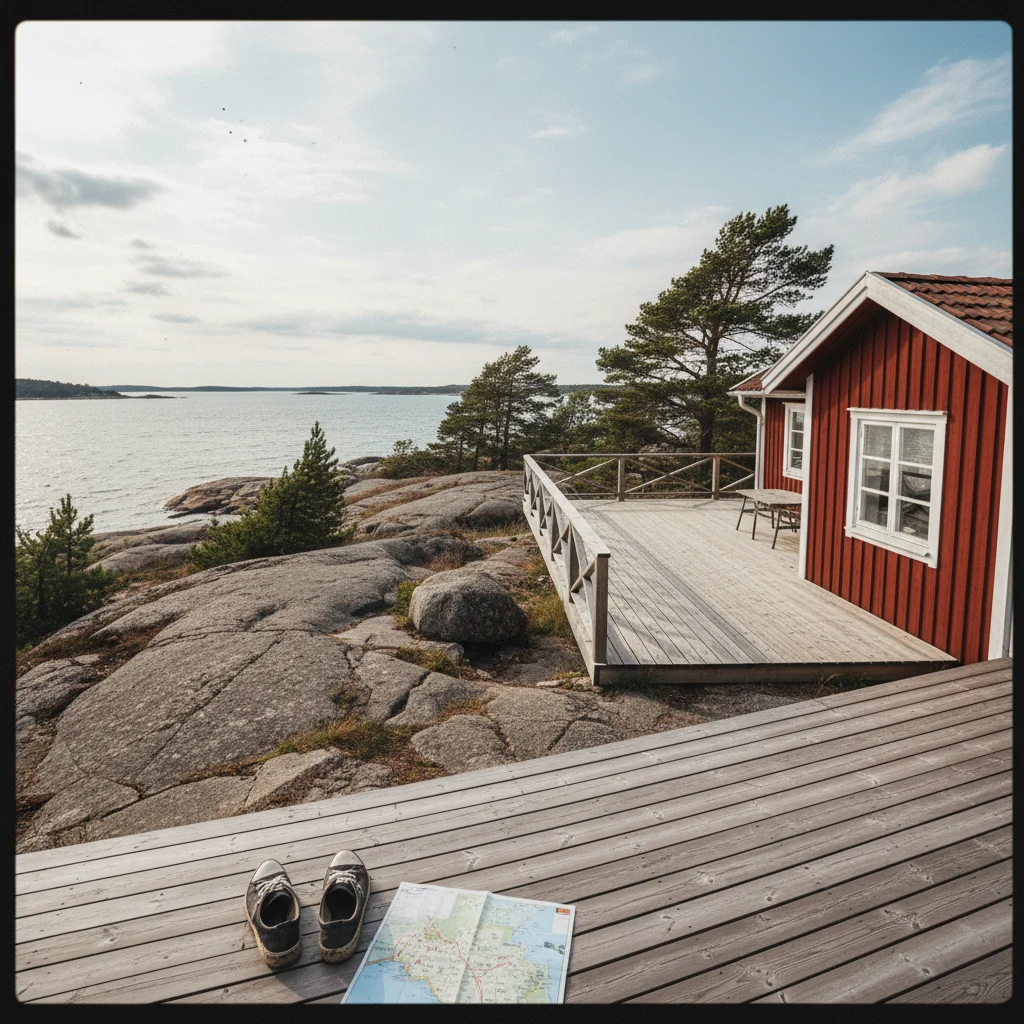 Ferienhaus auf einer Schäreninsel bei Stockholm mit Blick aufs Meer