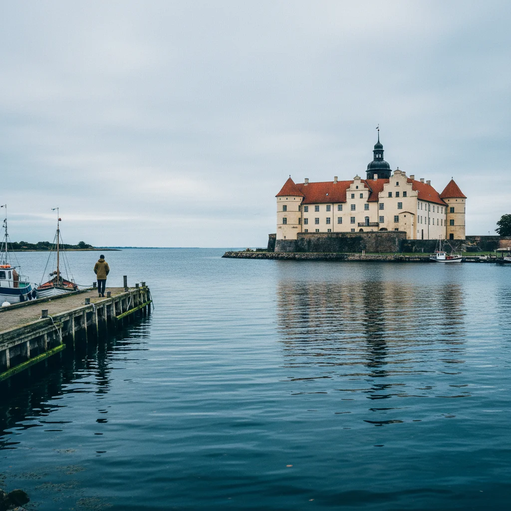 Schloss Sønderborg am Alssund mit Wasser im Vordergrund