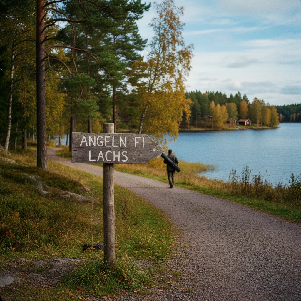 Frisch gefangener Lachs an einem lappländischen Fluss in Finnland