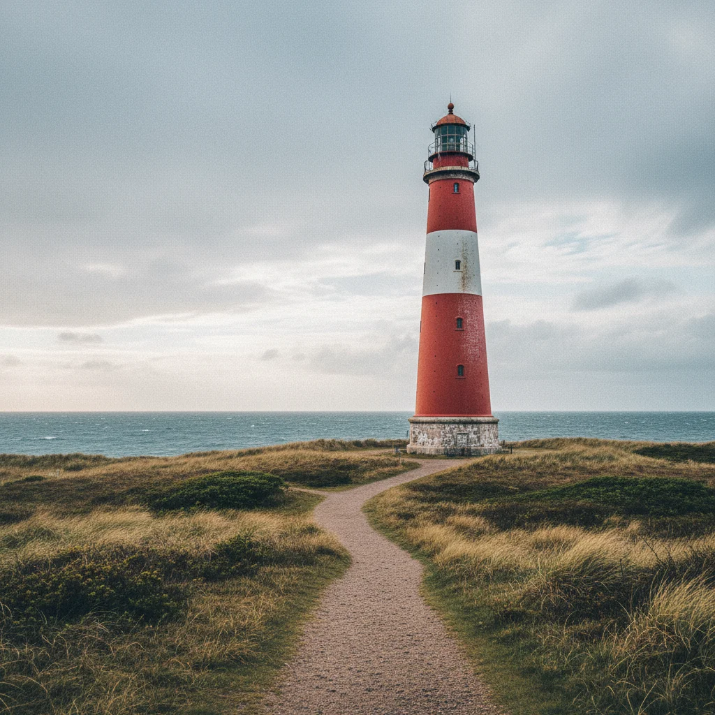 Der historische Leuchtturm von Anholt auf der Ostseite der Insel