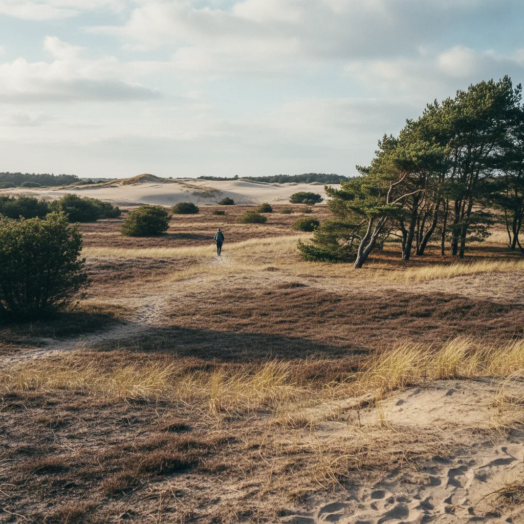 Die Wüste Ørkenen auf Anholt mit karger Heidelandschaft und Sandflächen