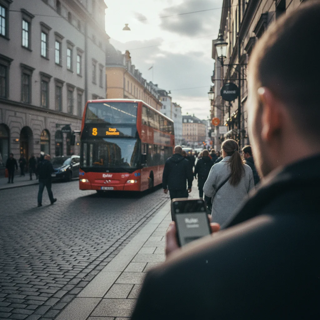 Straßenbahn in Oslo bei Tageslicht