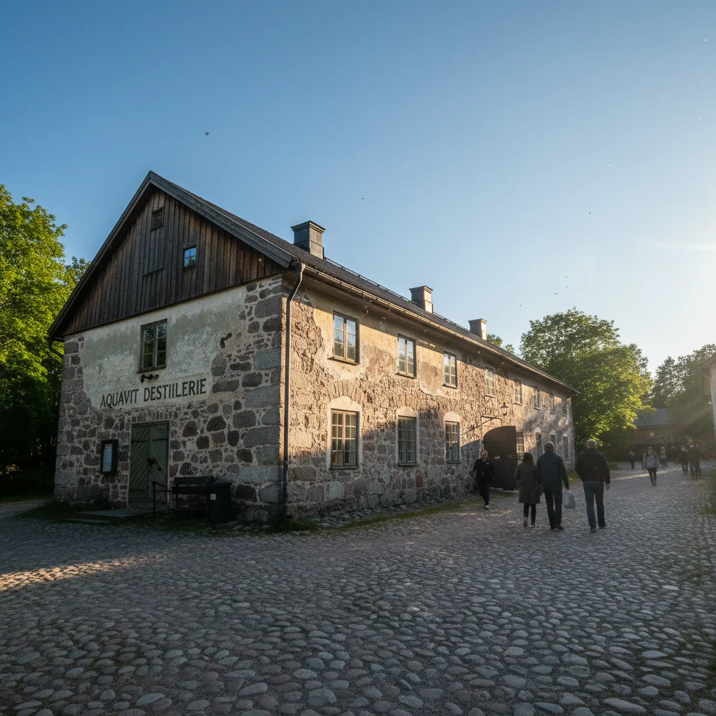 Kupferne Destillieranlage in einer norwegischen Aquavit-Brennerei