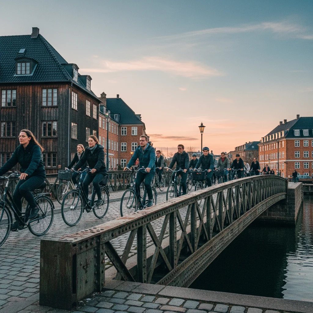 Feierabend in Kopenhagen mit Radfahrern auf dem Heimweg