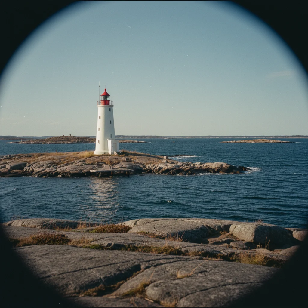 Leuchtturm auf einer Insel des finnischen Schärenmeers