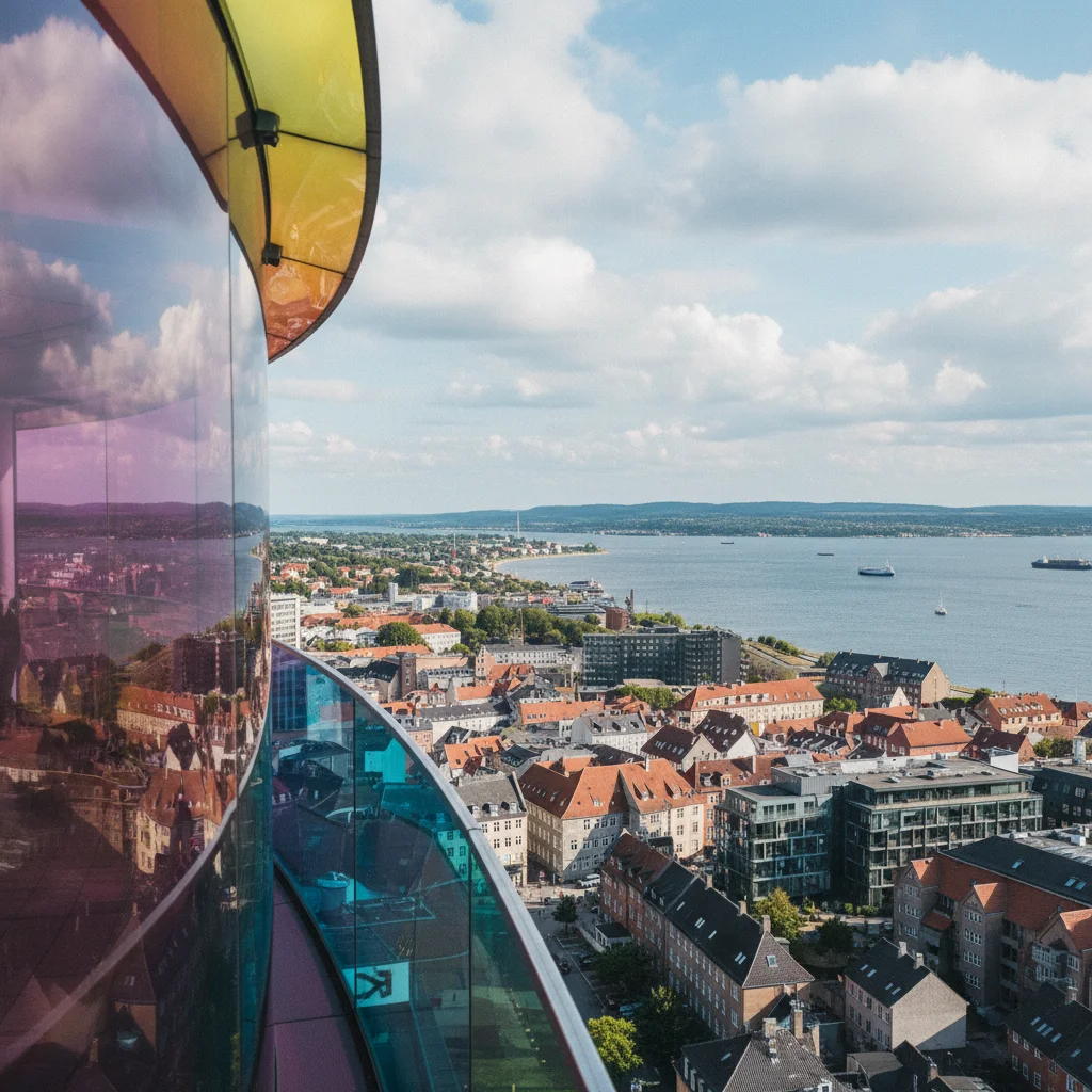 Blick vom ARoS über die Dächer von Aarhus und die Bucht