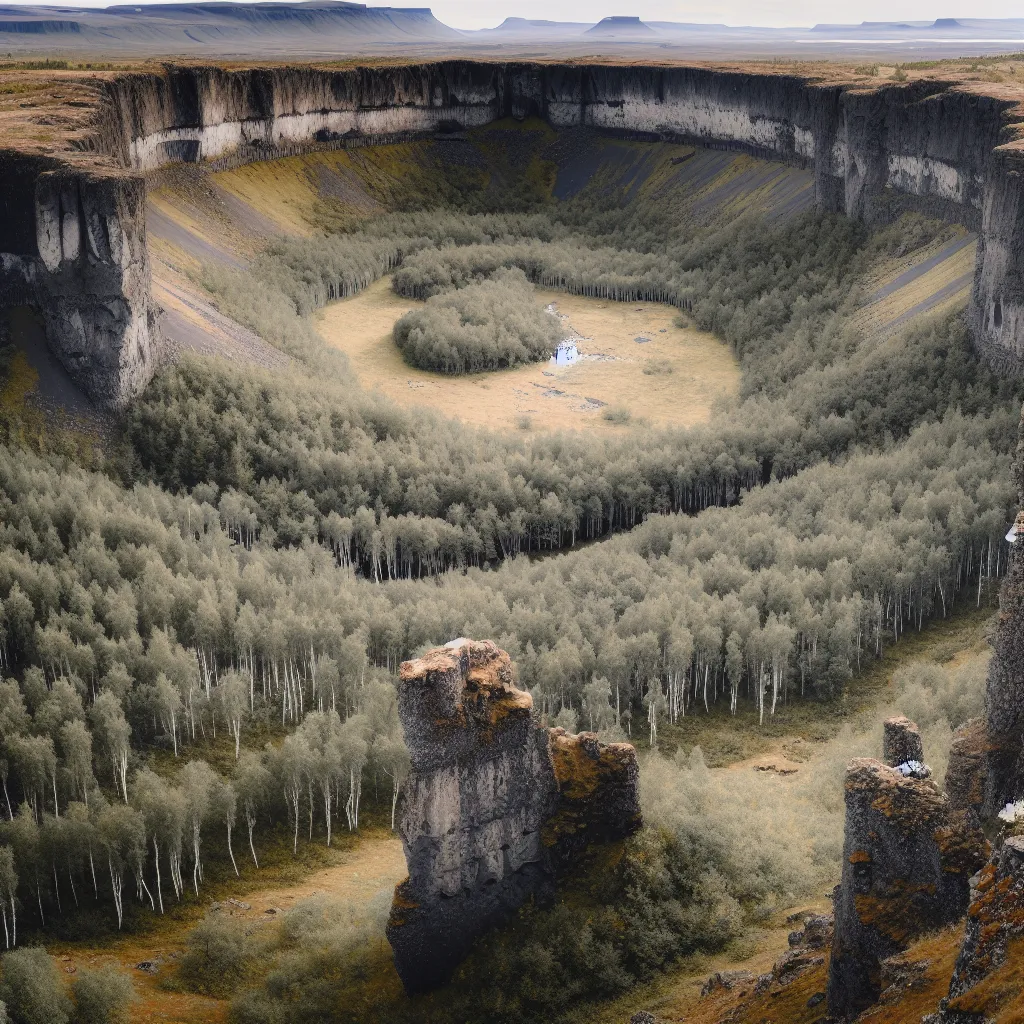 Ásbyrgi Canyon in Nordisland, hufeisenförmige Schlucht
