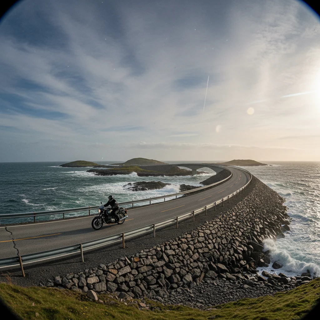 Motorradfahrer auf der Atlantikstraße