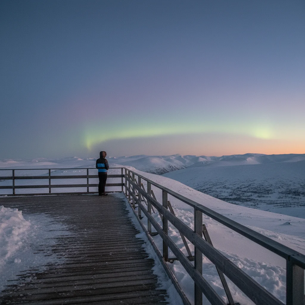 Die Aussichtsplattform der Aurora Sky Station auf dem Berg Nuolja bei Abisko