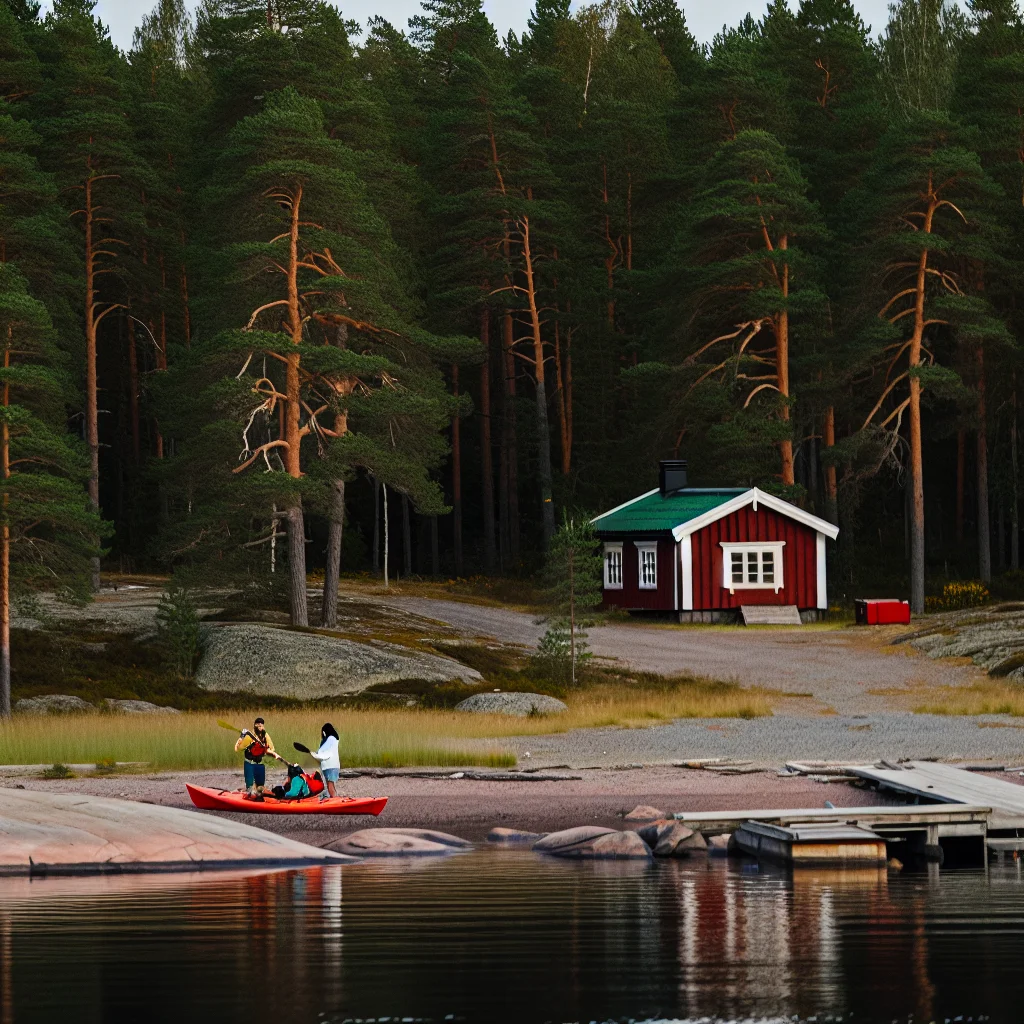 Schwedische Naturlandschaft mit See und Wald