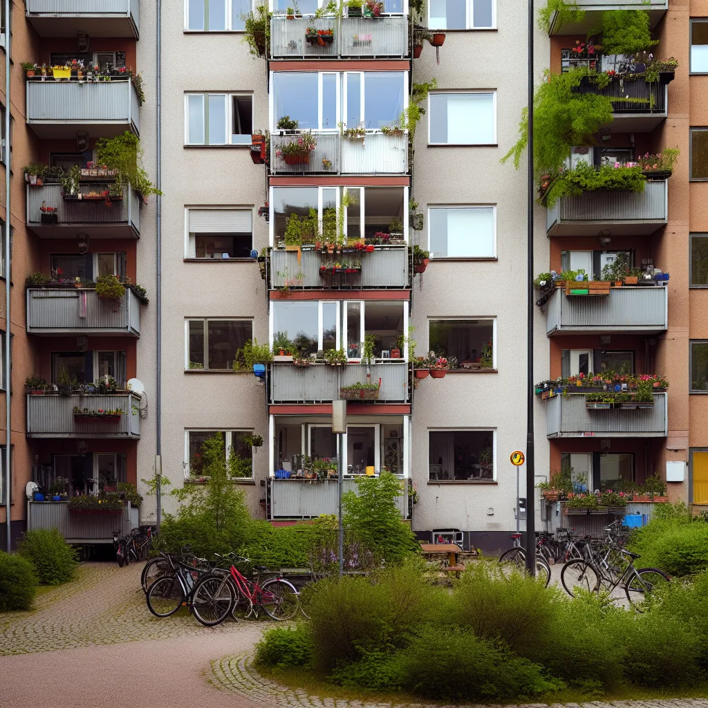 Typische schwedische Wohnhäuser in einer Stadt