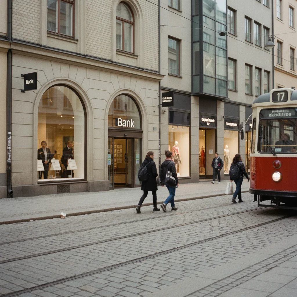 Schwedische Bankfiliale in einer Einkaufsstraße