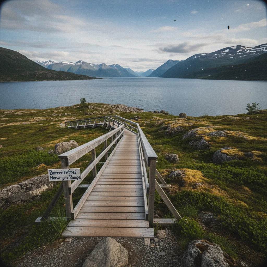 Rollstuhlrampe an einem norwegischen öffentlichen Gebäude