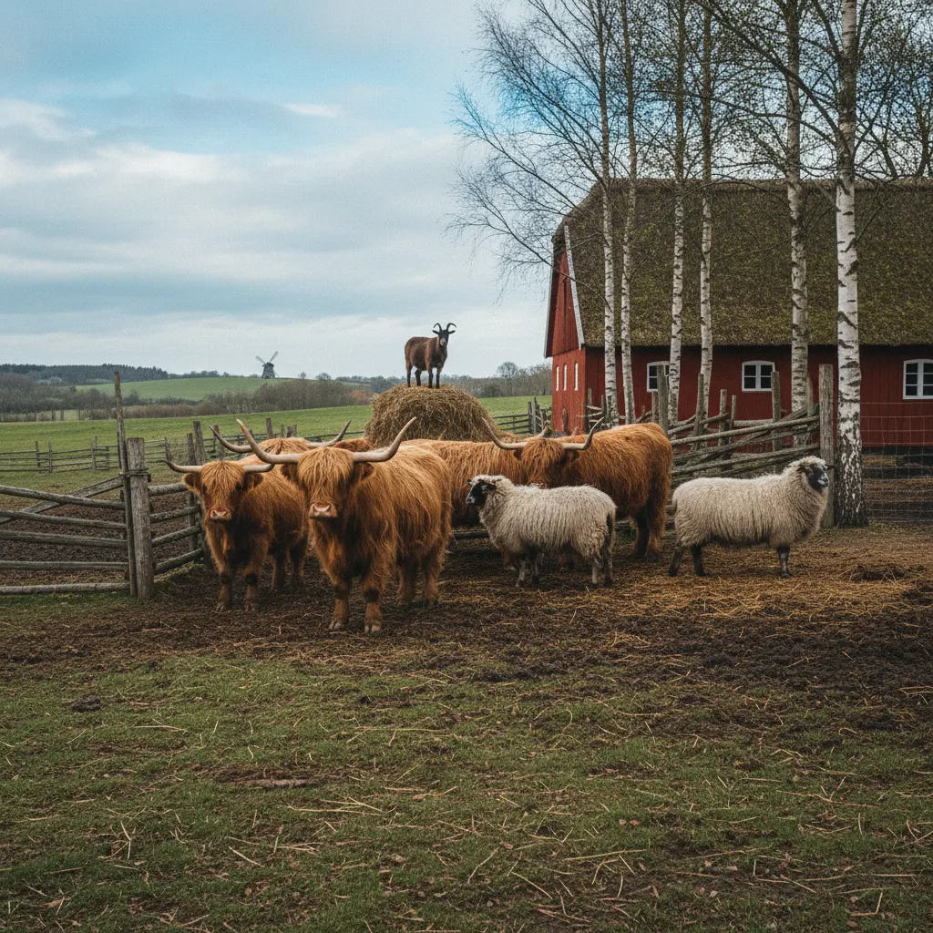 Tiere auf einem dänischen Bauernhof