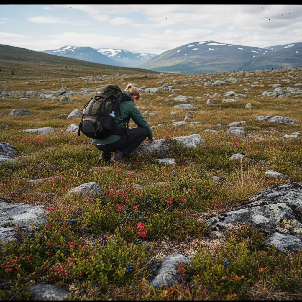 Blaubeersträucher im norwegischen Fjell