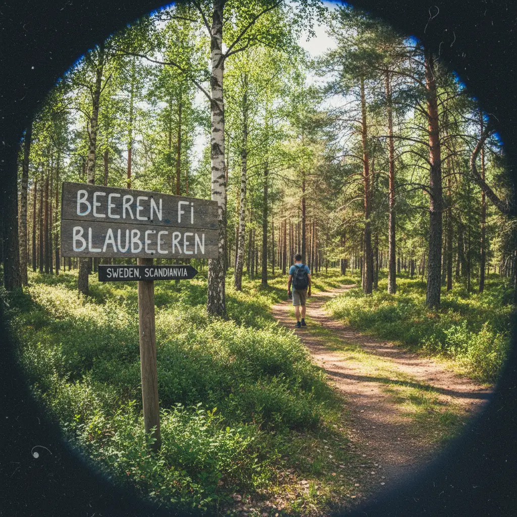 Reife Blaubeeren an Sträuchern im finnischen Nadelwald