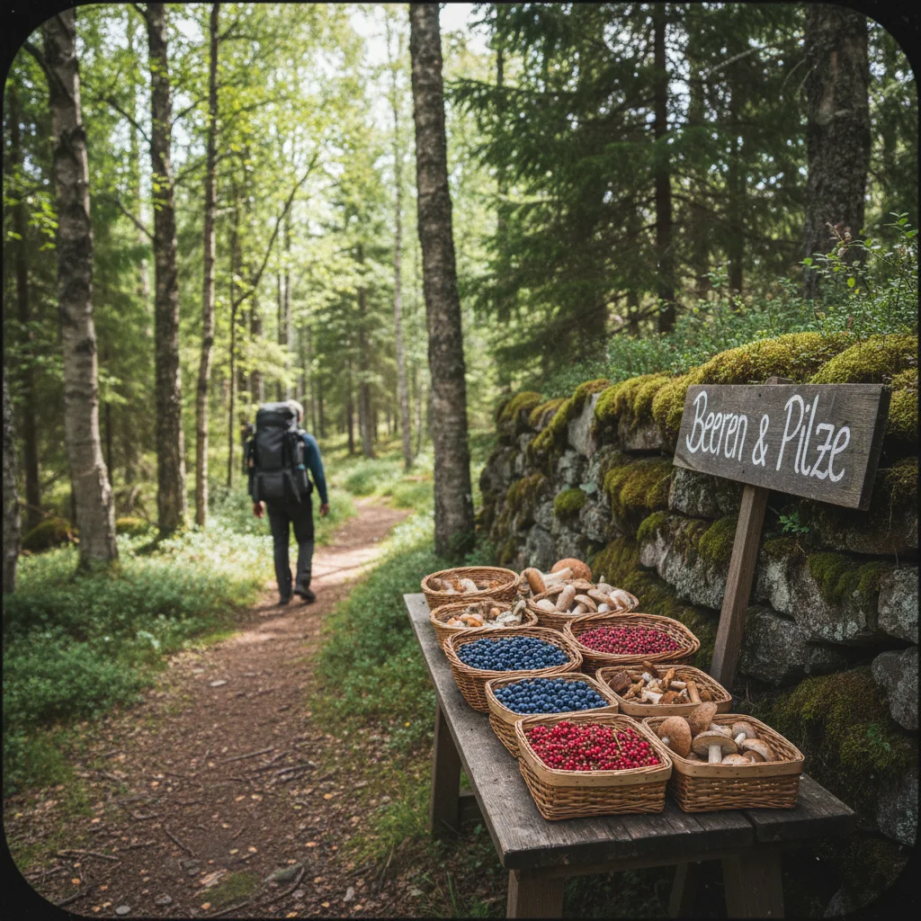 Steinpilze und Pfifferlinge in einem Korb im finnischen Wald