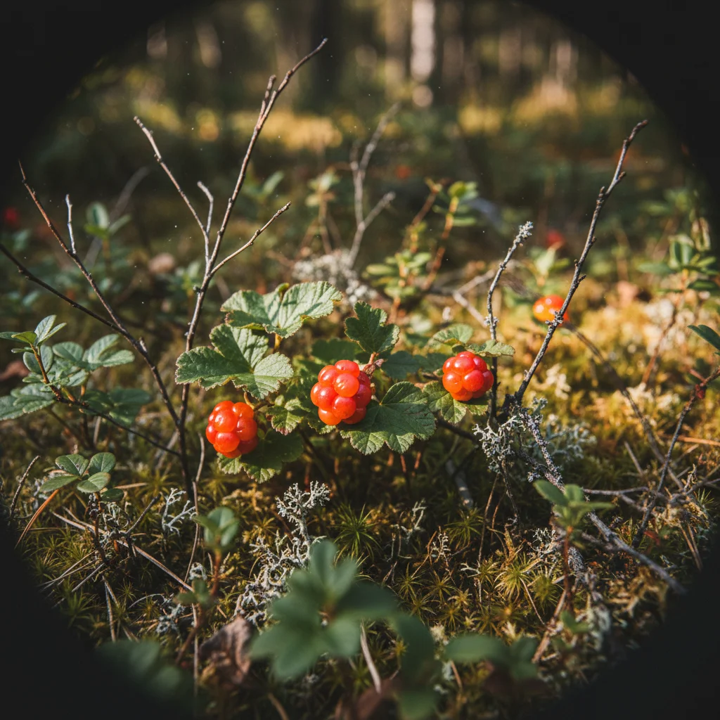 Reife Moltebeeren in einem norwegischen Hochmoor