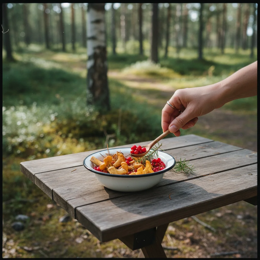 Frische Pfifferlinge im norwegischen Wald