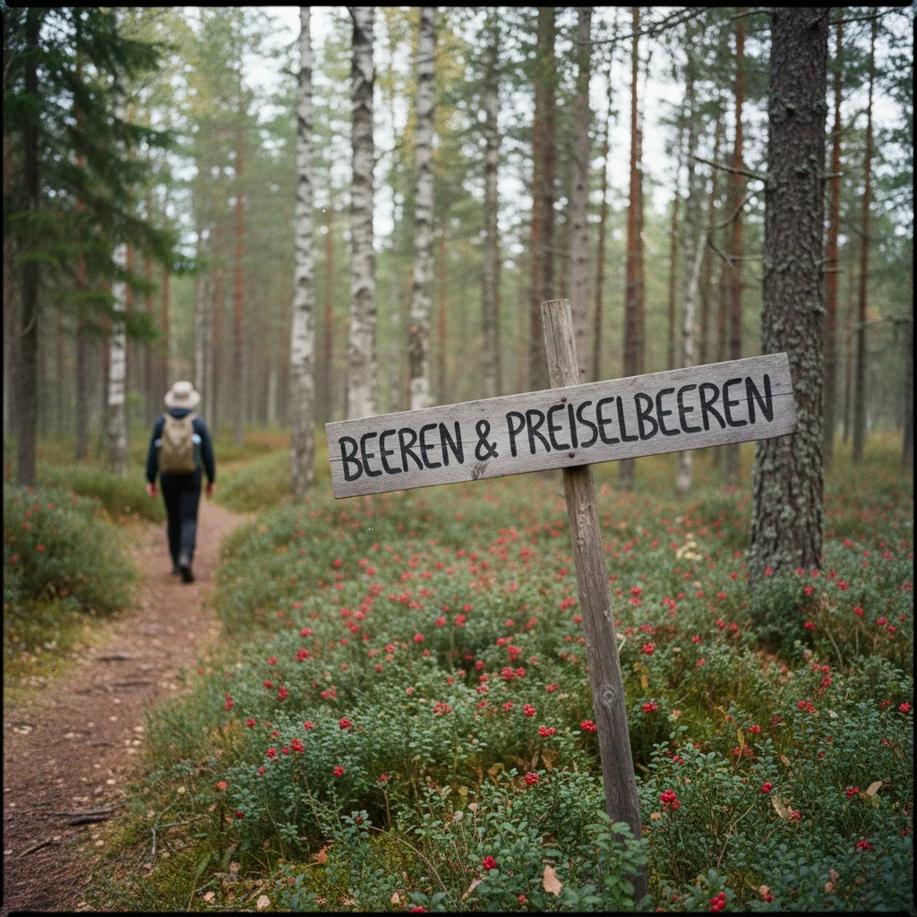 Preiselbeeren an einem Strauch in Norwegen