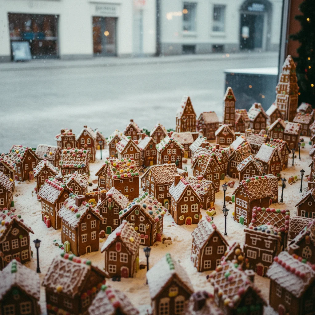 Die Lebkuchenstadt Pepperkakebyen in Bergen, Norwegen