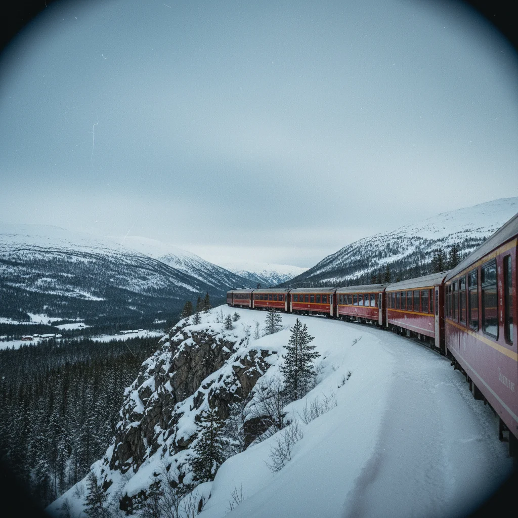 Aussicht aus dem Fenster der Bergensbahn auf norwegische Berglandschaft