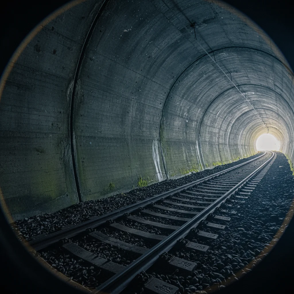 Bergensbahn fährt durch einen Tunnel in den Bergen
