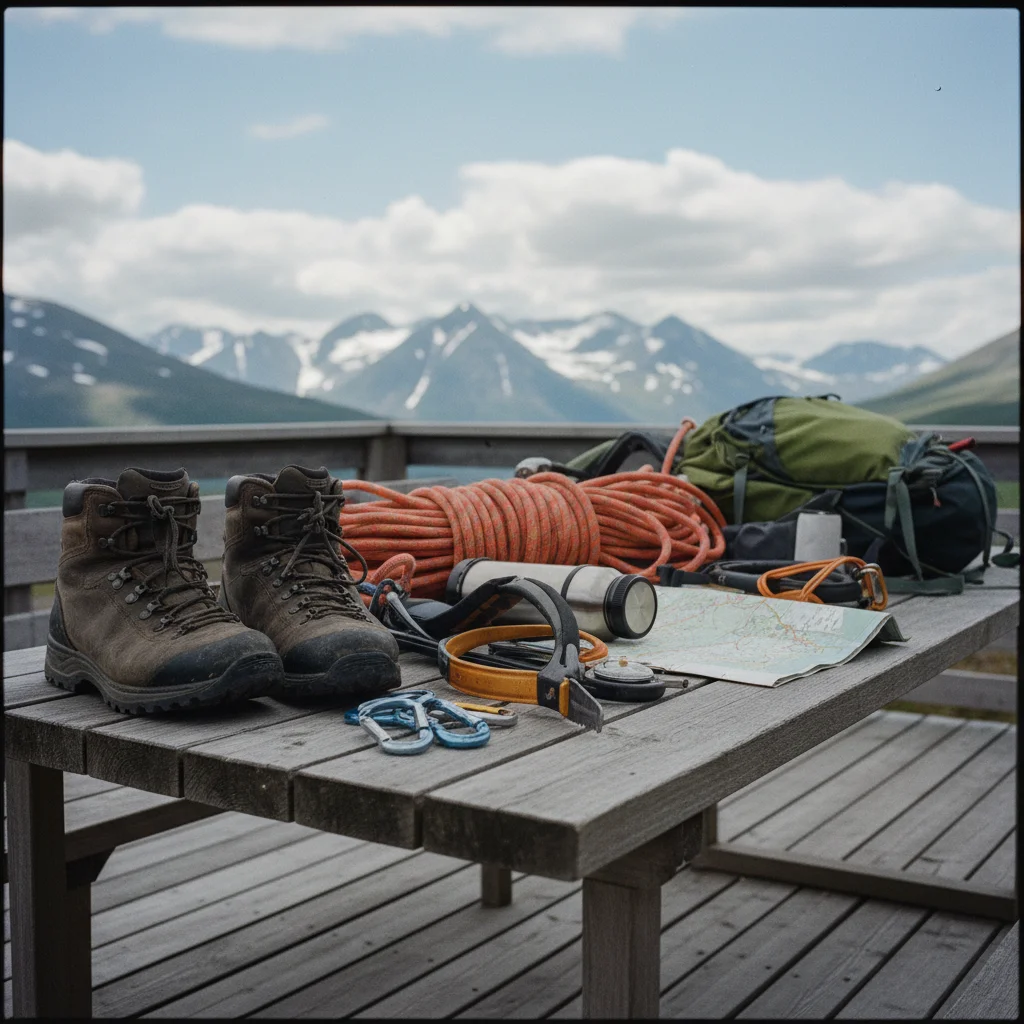 Bergsteigerausruestung für norwegische Berge
