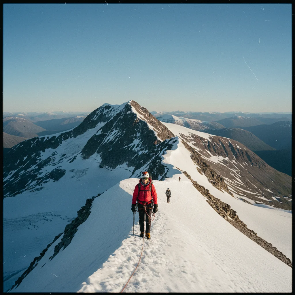 Gipfel des Galdhøpiggen mit Bergsteigern