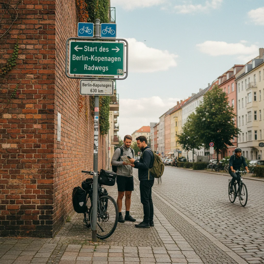 Start des Berlin-Kopenhagen Radwegs in Berlin