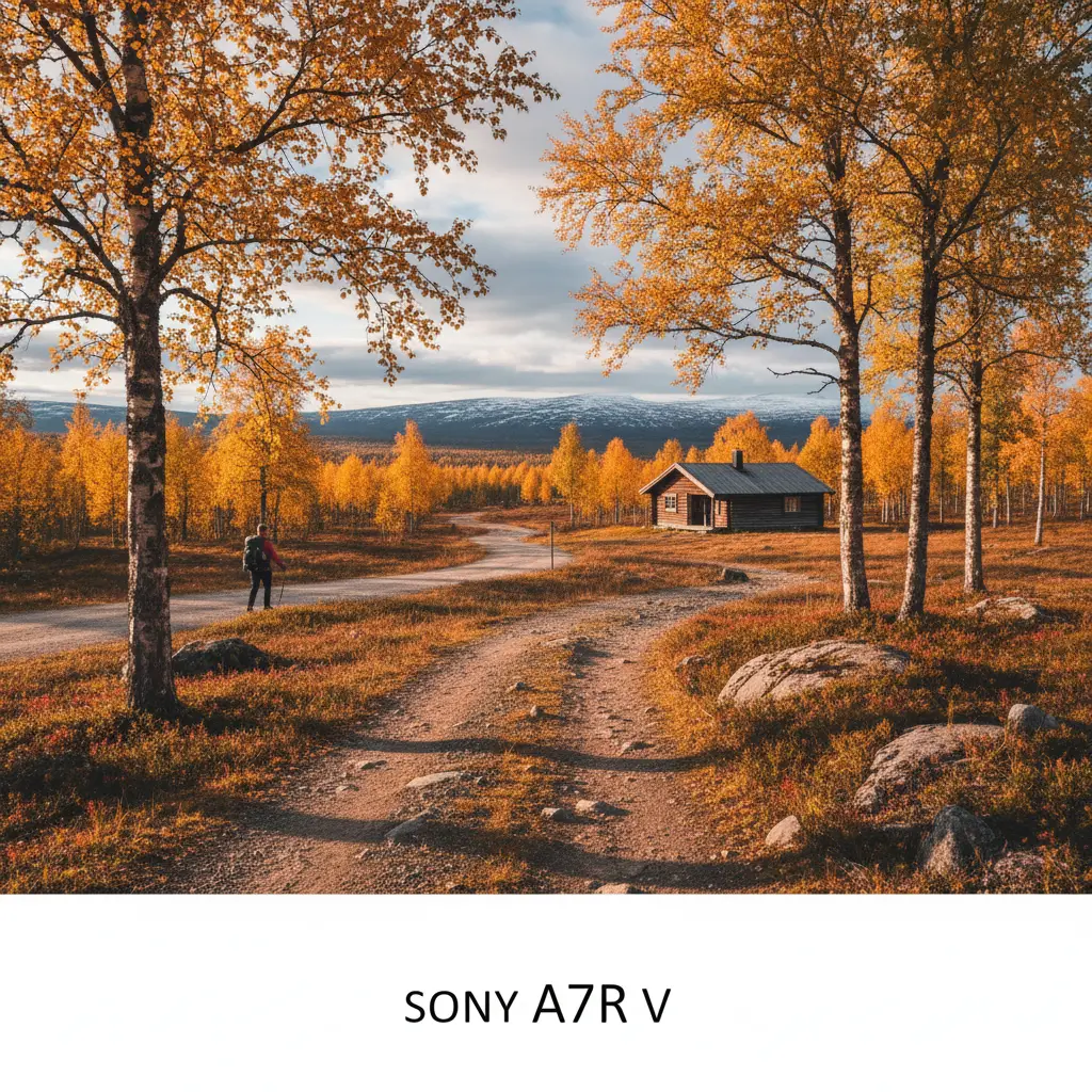 Herbstfärbung (Ruska) in Lappland mit roten und goldenen Birken
