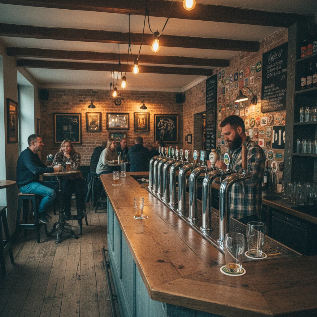 Gemütliche Bierbar in Kopenhagen mit Craft-Beer-Zapfhähnen