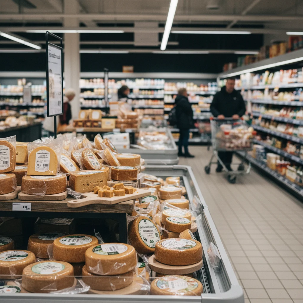 Brunost-Auswahl im norwegischen Supermarkt