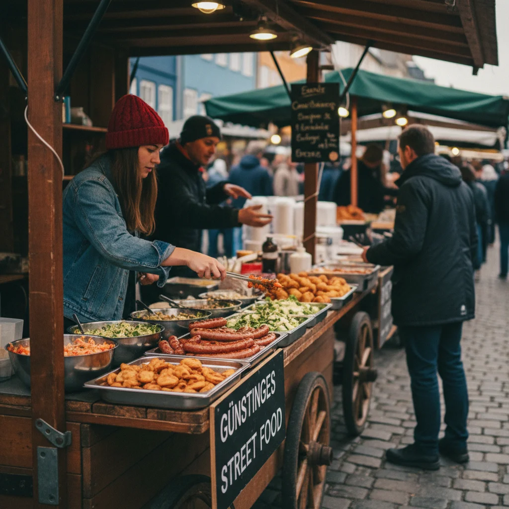 Günstiges Street Food in Kopenhagen auf einem Markt