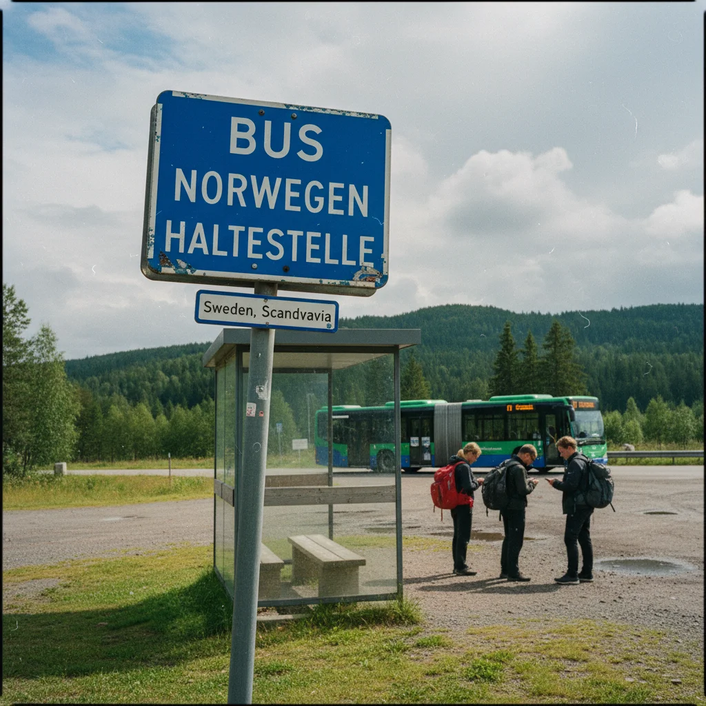 Bushaltestelle in einem kleinen norwegischen Ort