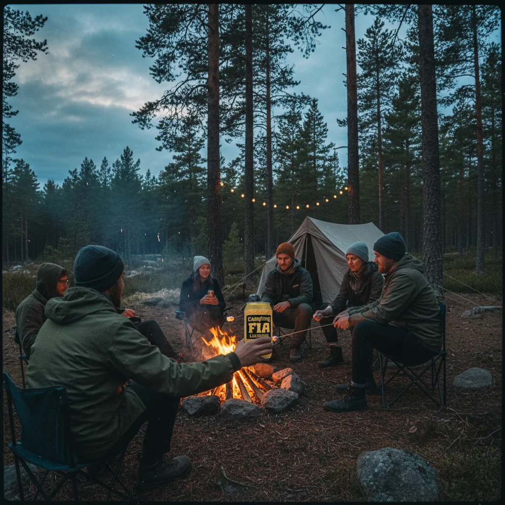 Lagerfeuer am See bei einem Campingplatz in Finnland