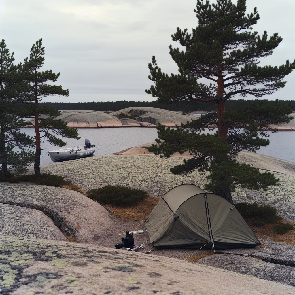 Zelt auf einer schwedischen Schäreninsel