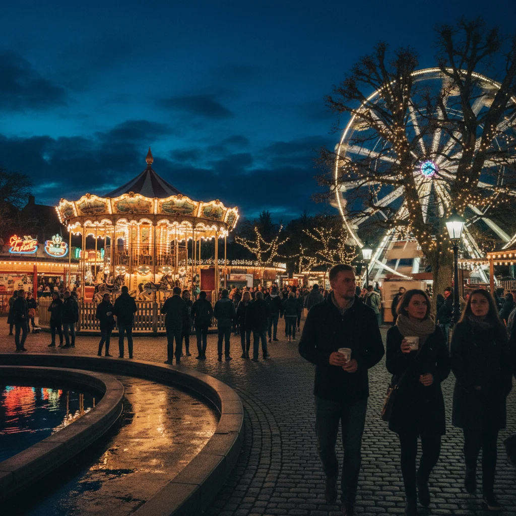 Tivoli Freizeitpark in Kopenhagen bei Nacht