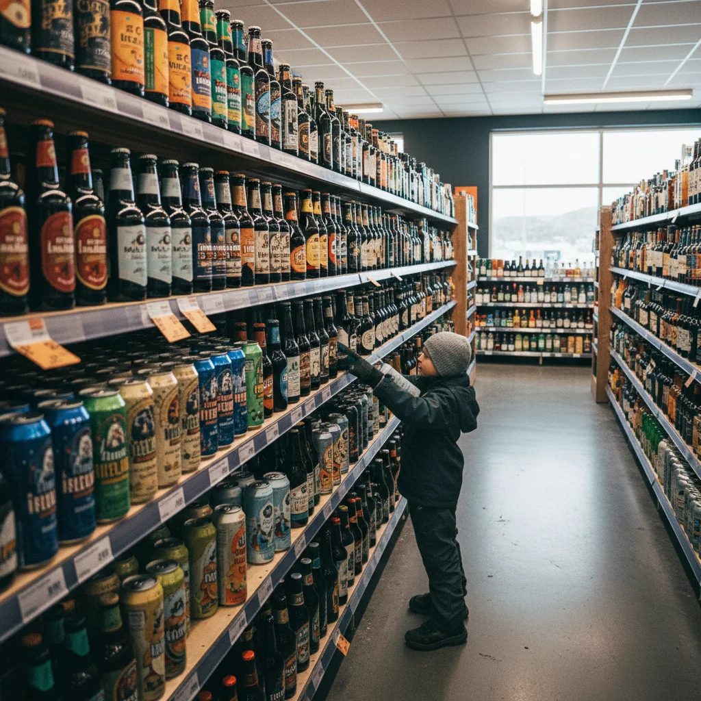 Auswahl isländischer Craft Beers im Vínbúðin-Laden