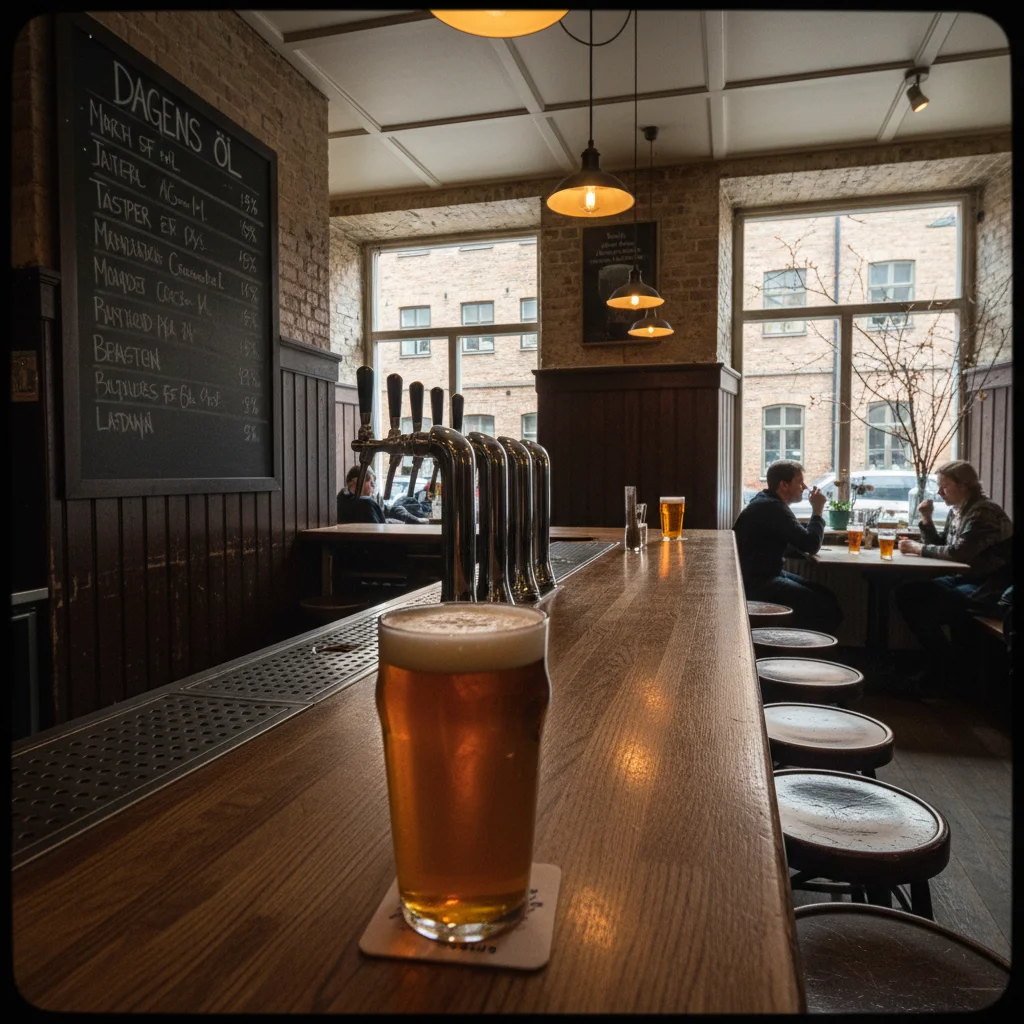 Craft-Beer-Szene in Göteborg mit Blick auf den Hafen und eine Brauerei-Terrasse