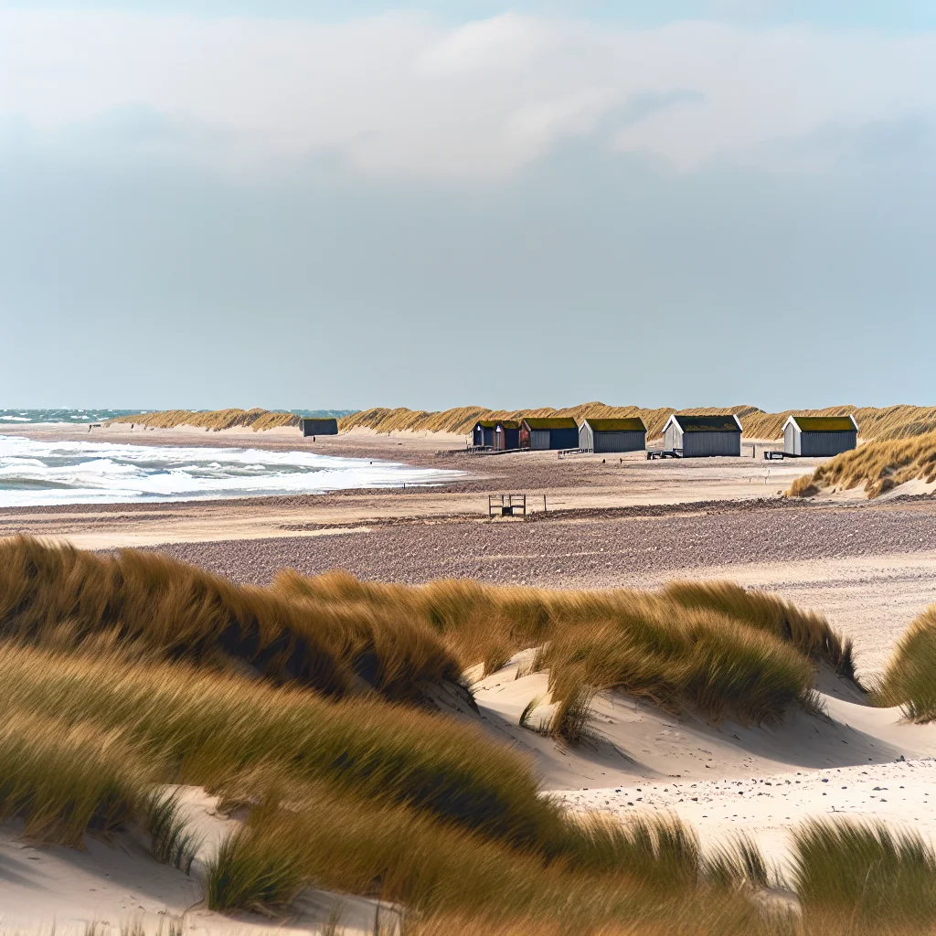 Breiter Sandstrand auf der Insel Fanø an der dänischen Nordsee