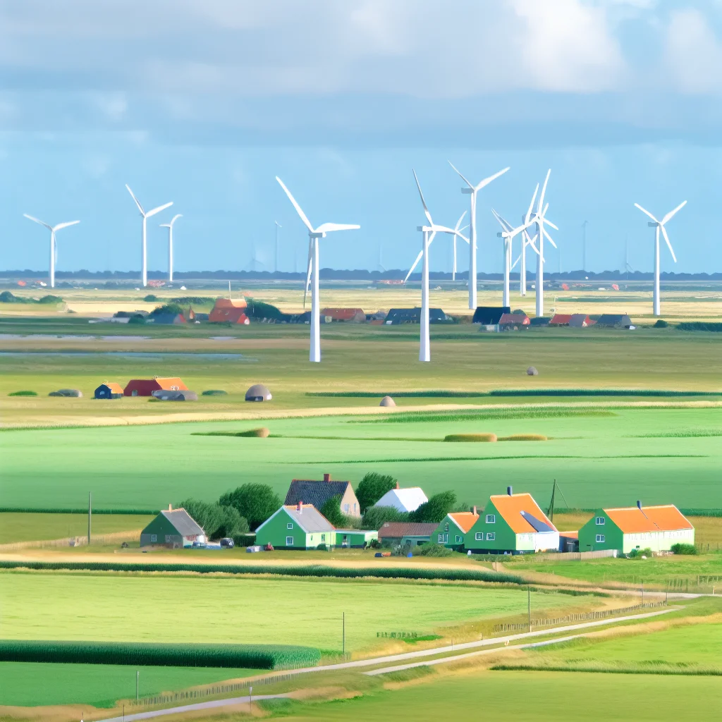 Windräder und grüne Landschaft auf der Öko-Insel Samsø