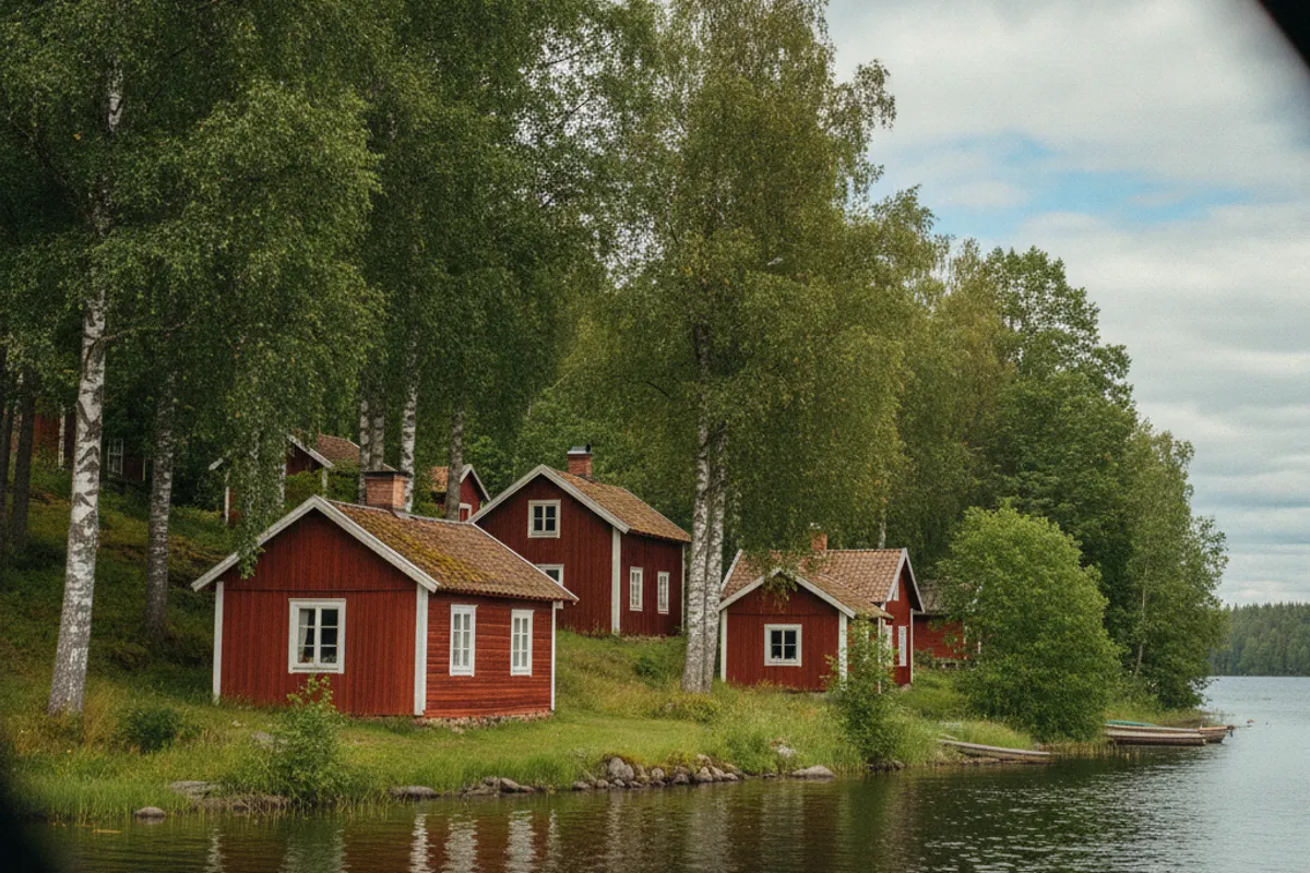 Typische Holzhäuser in Dalarna