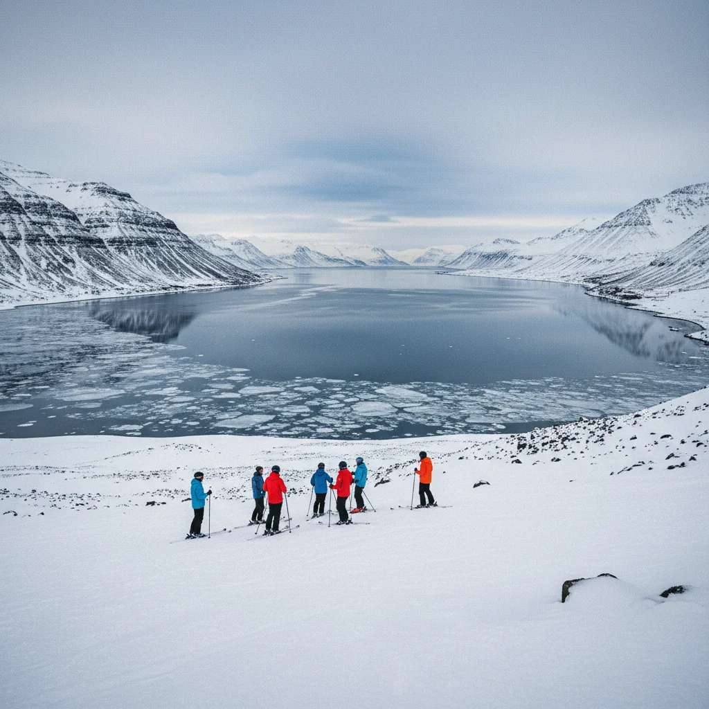 Skigebiet Dalvík mit Blick auf den Eyjafjörður