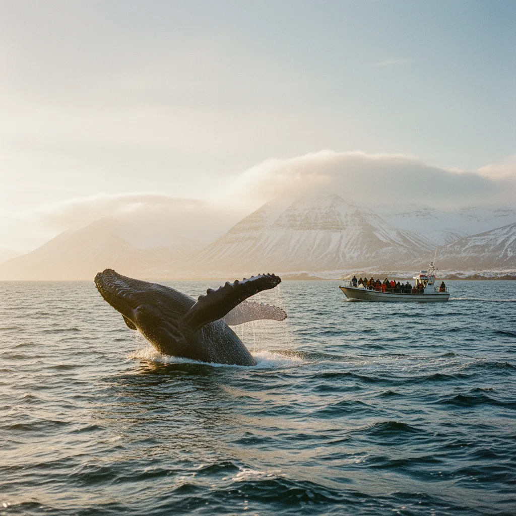Walbeobachtung im Eyjafjörður bei Dalvík mit Buckelwal