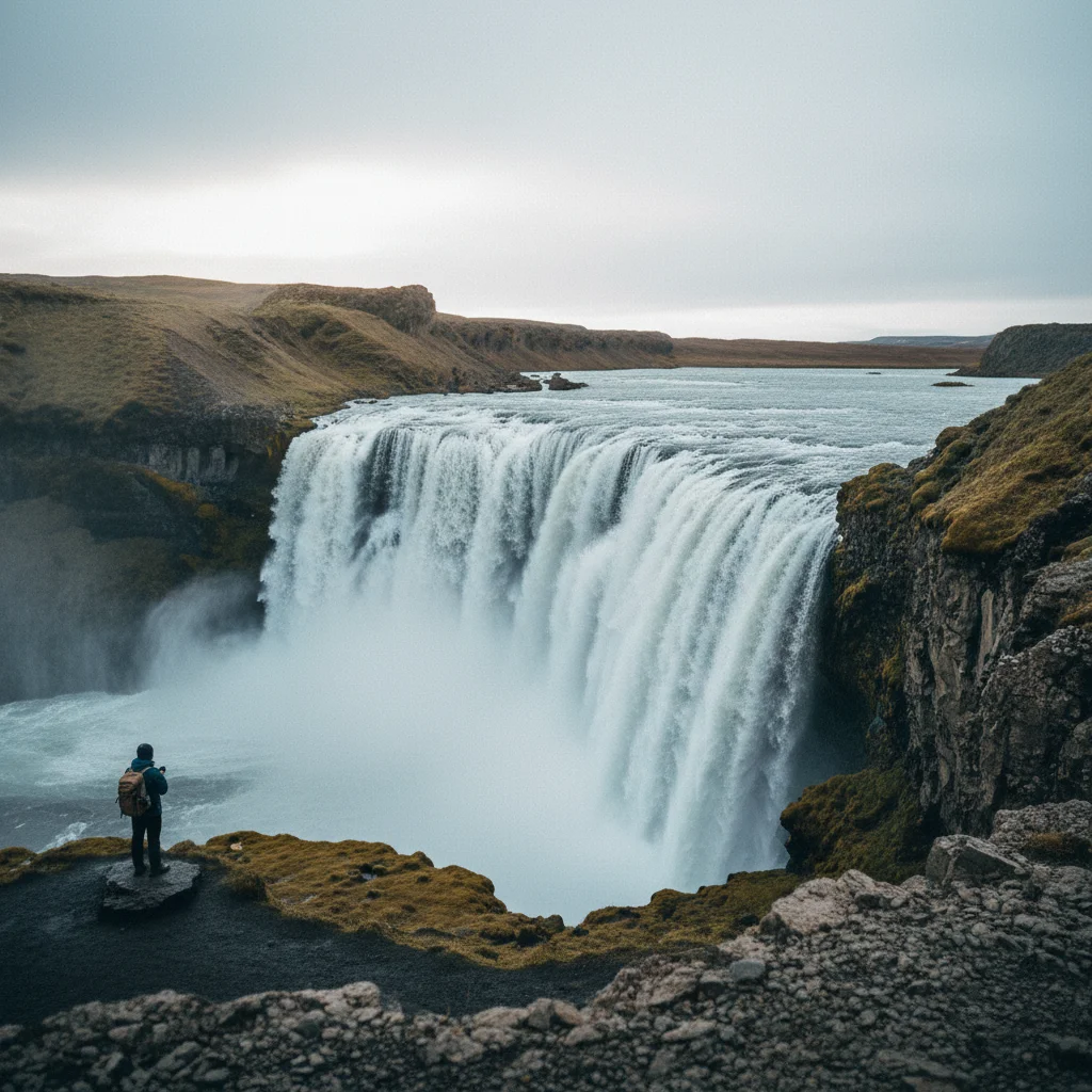 Dettifoss Wasserfall in Nordisland mit gewaltigem Wasserdurchfluss