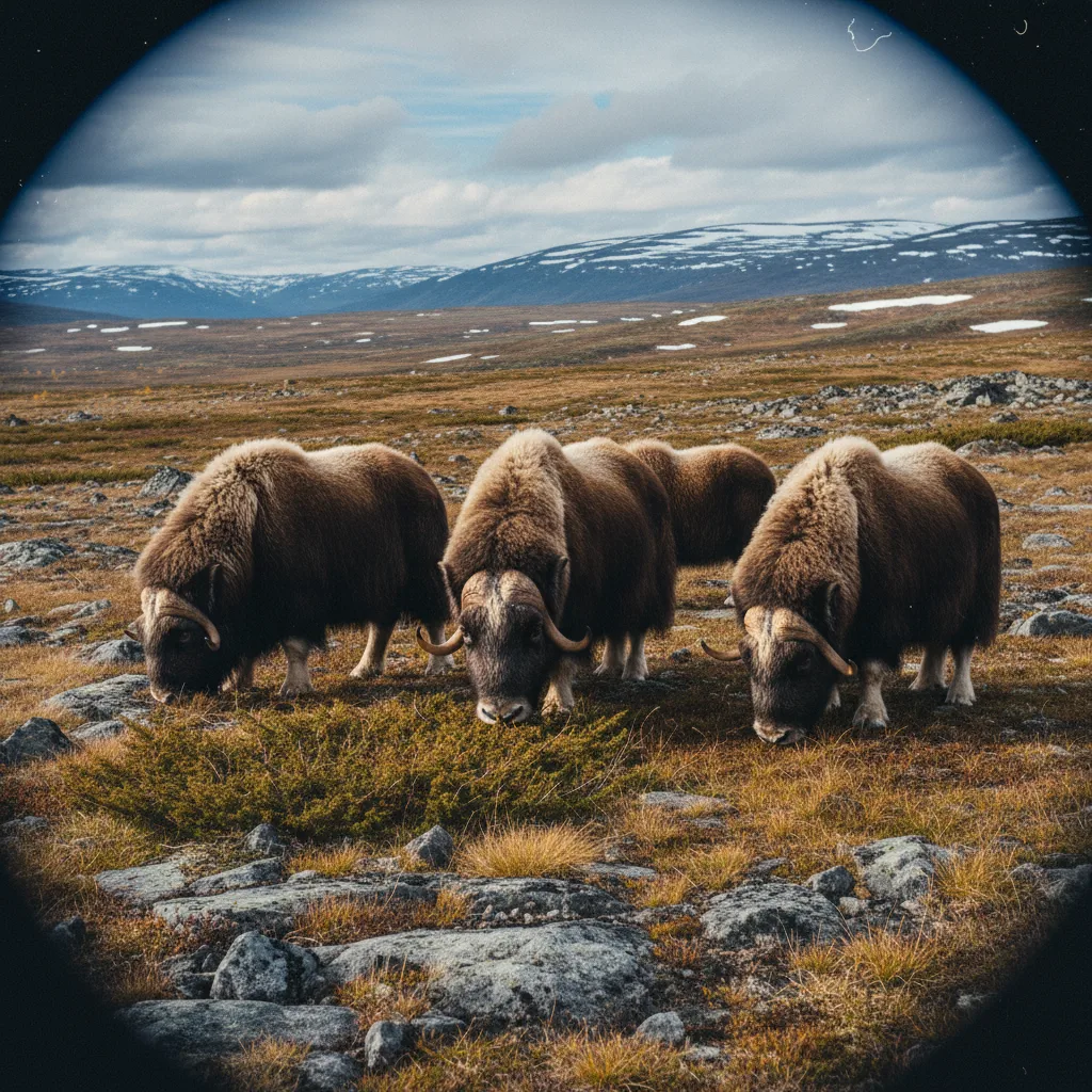 Moschusochsen auf der Hochebene des Dovrefjell Nationalparks