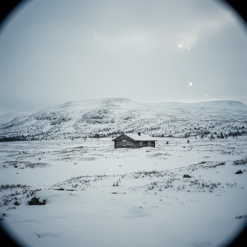 Winterliche Hochebene des Dovrefjell mit Schnee und Nordlicht am Himmel